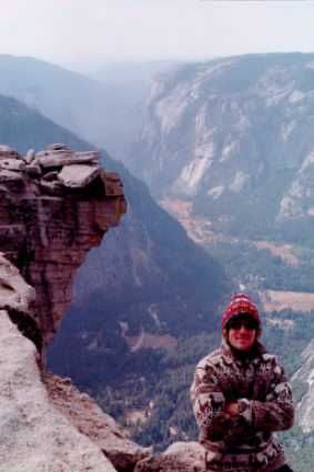 From top of Half Dome, looking west (Yosemite valley floor below)