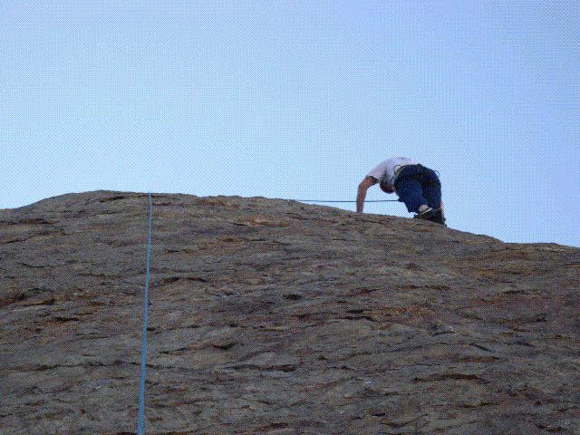 Mike on the 5.6 arete