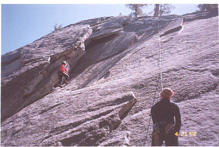 Miguel (L) climbing, Steve (R) belaying
