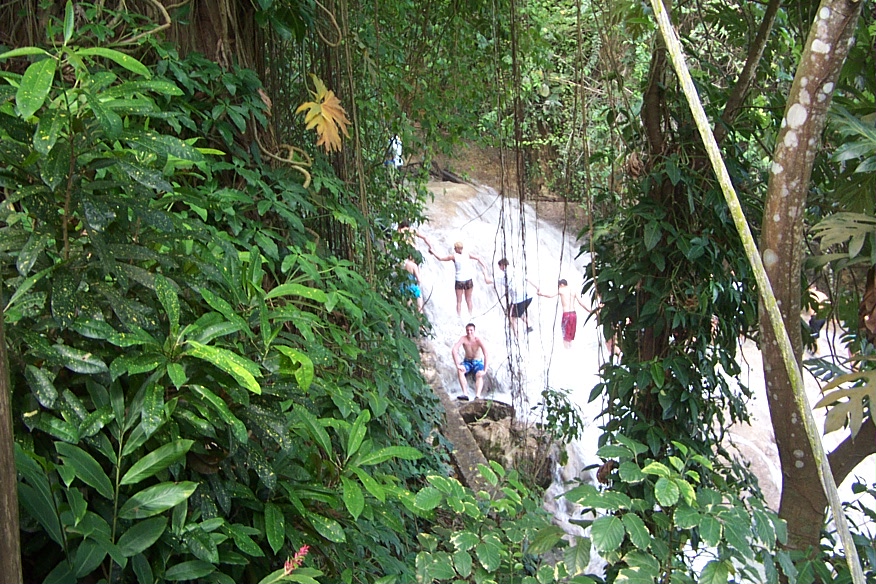 Through the trees this time you can see.. ME! and the waterfall!
