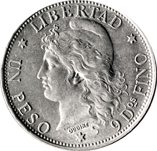 Anverso  moneda de Un Peso (Patac�n) 1881