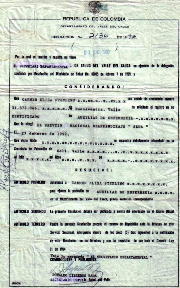 Resolucion de Inscripcion y Registro