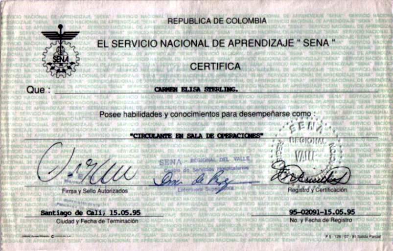 Diploma Circulante en Sala de Operaciones