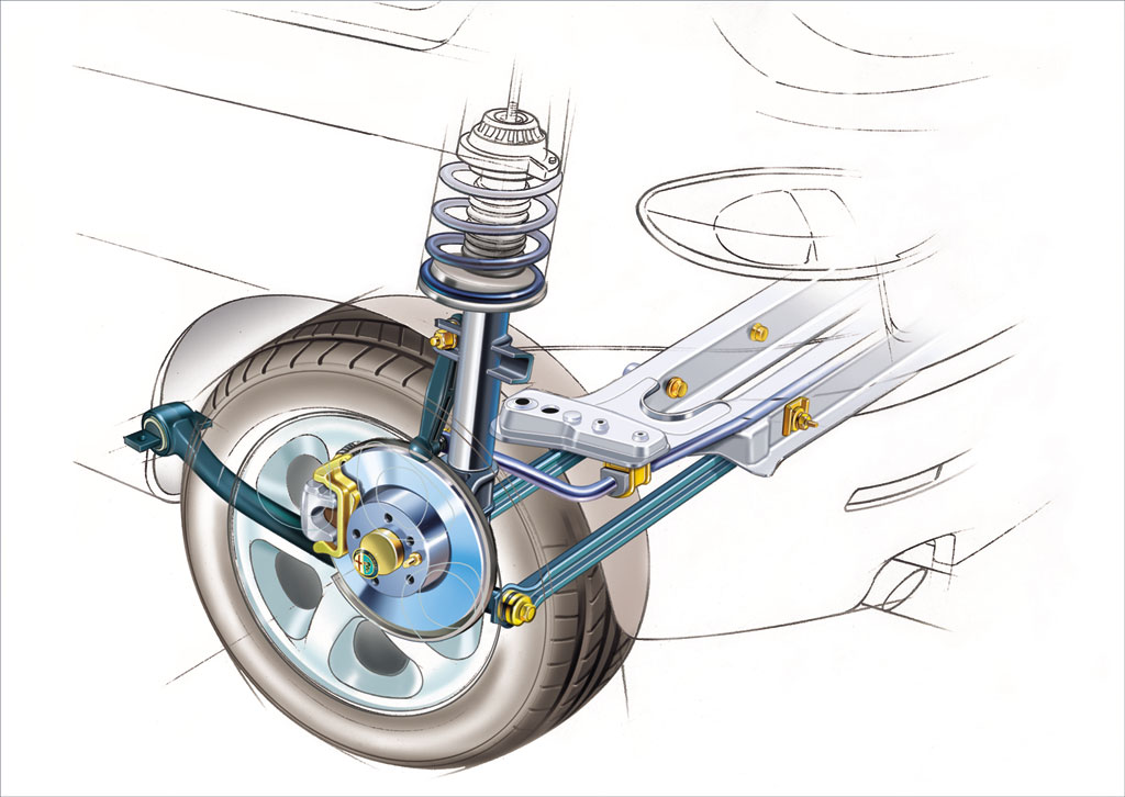 MacPherson strut, rear. Alfa Romeo 147.