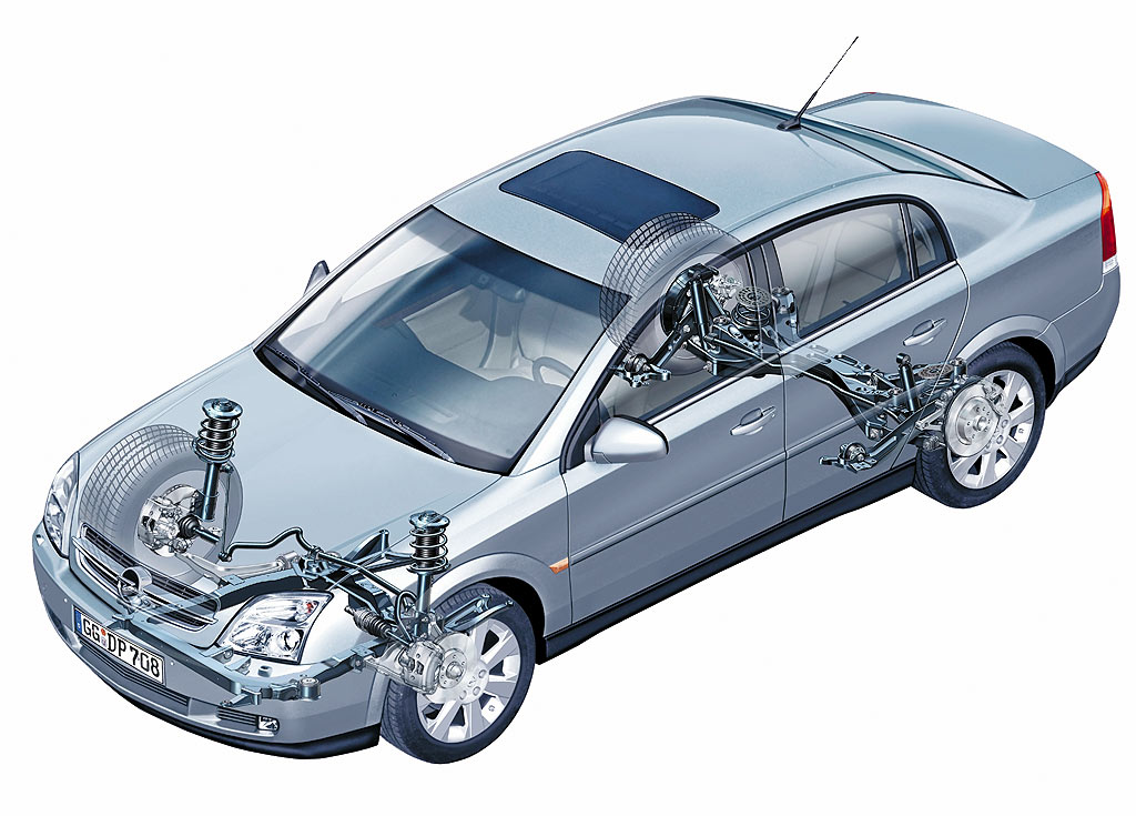 MacPherson strut front, multi link rear. Opel Vectra.