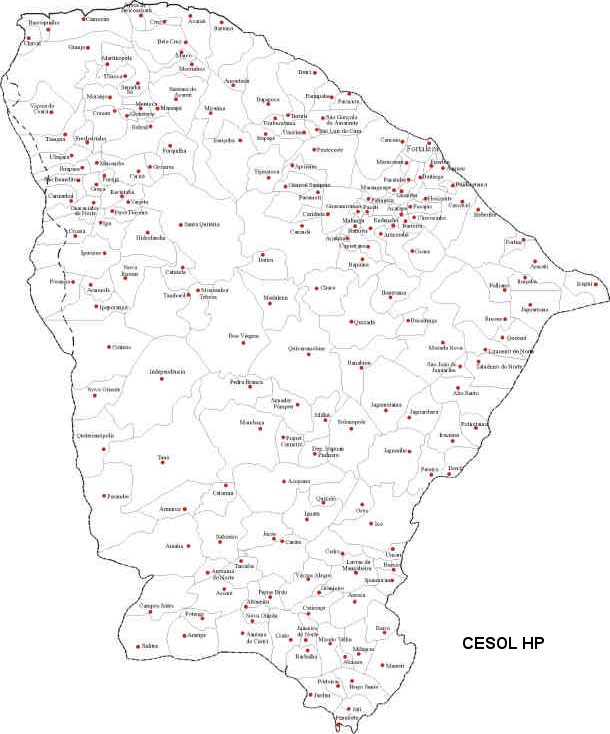 Mapa pol&iacute;tico do Cear&aacute;