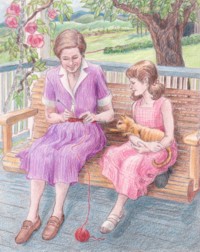 girl and grandmother in swing