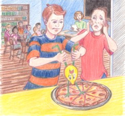 puppet in the pizza