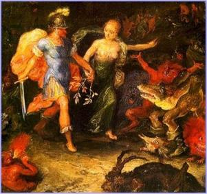 Aeneas descending to the underworld