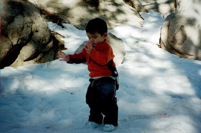 Christian still playing with the snow