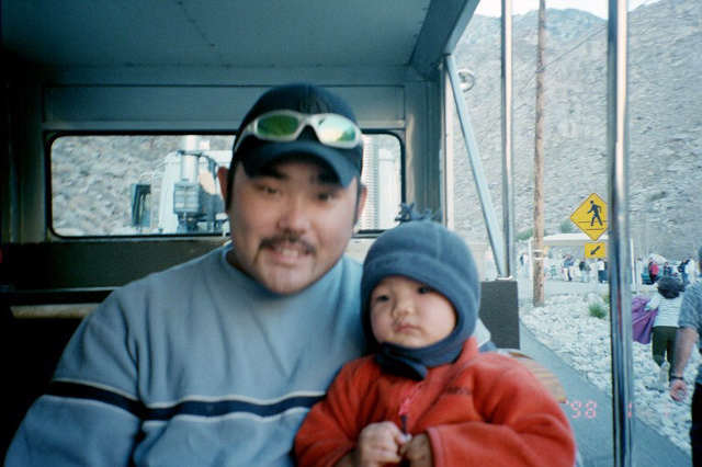 On the way up to the Tran with his Ninong Cal