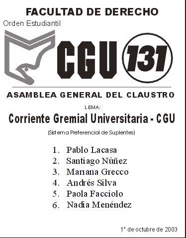 Lista 131 Asamblea General del Claustro