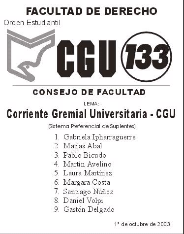 Lista 133 Consejo de Facultad