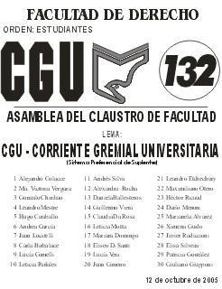 Lista 132 Asamblea del Claustro de Facultad