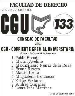 Lista 133 Consejo de Facultad