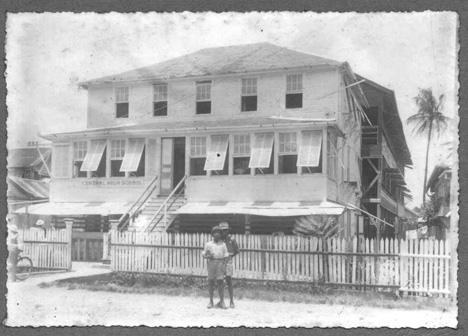 Original wodden school house built on the same land where the school stands today