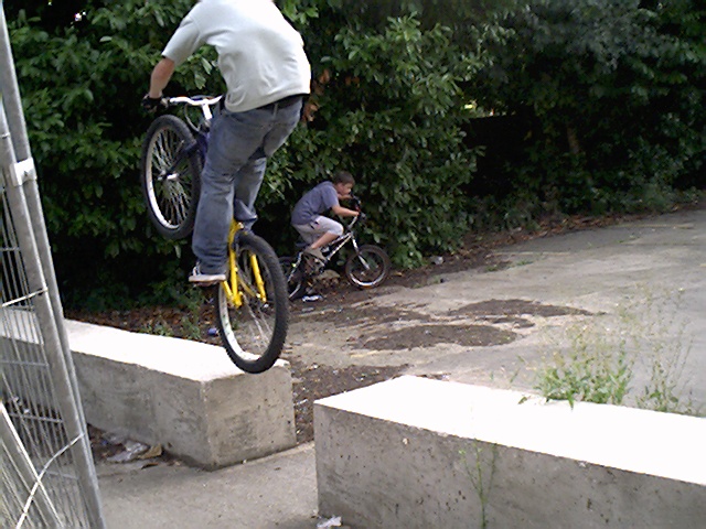 Joe manualling just before he fell into the bush on the stacks page 