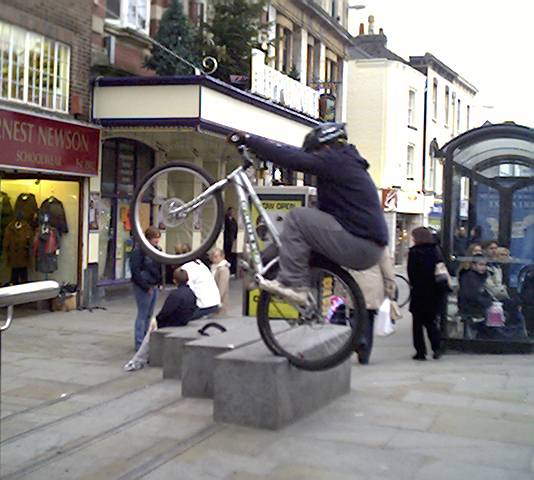back wheelin' in the high street of all places