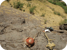 rope tied to bhairi just before entering to cave