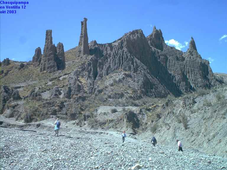 Naturally eroded organ-pipes follow the descending road before the path falls away to your left. From there navigators may carry a compass whilst the 