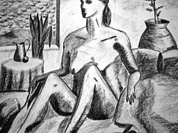 sitting nude