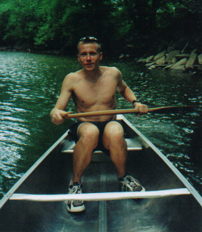 Relaxing on a canoe trip.