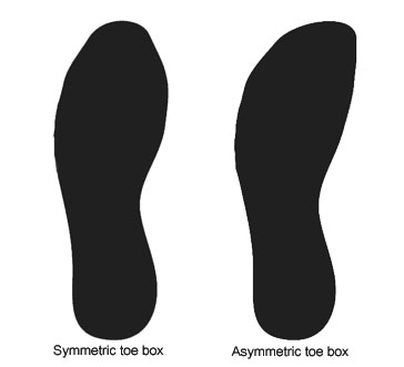 asymmetric climbing shoes
