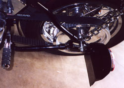 License plate bracket and rear pulley.