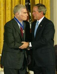 CHUCK BEING PRESENTED THE PRESIDENTAL MEDAL OF FREEDOM BY PRES.BUSH