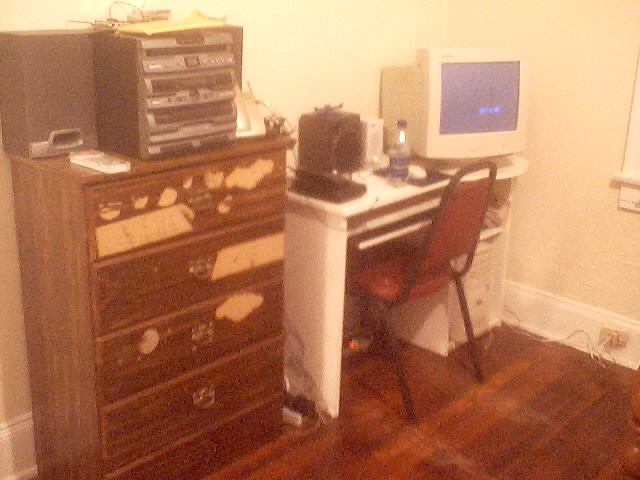 Dresser needs to be refininshed and my computer corner at the foot of my bed.