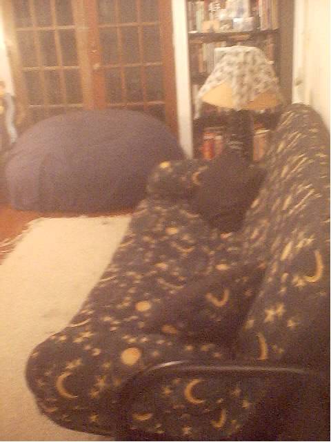 My futon and the Polymorphic Poof chair [poofchair.com]