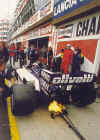 Striking shot of the BT55 in the pits at San Marino 