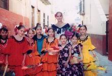 Girls dressed up for Day of the Flowers