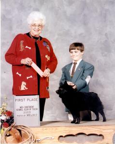 Donson wins his first Leg in Novice Jrs with his Schipperke, Cappa...first time out!!