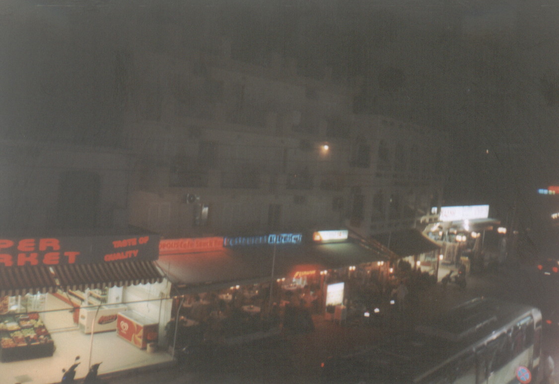 View from our balcony at night