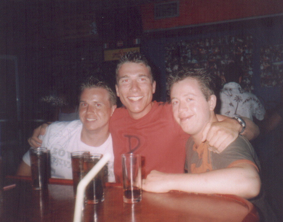 3 hunky guys i couldnt resist takin a photo of especially the one in the middle - this was taken on my last nite:(