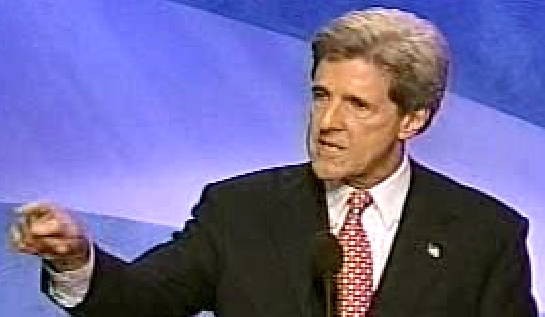 Kerry pointing harshly with rt hand