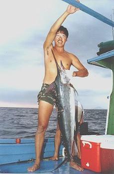 Photo Gallery of Fishing Around Singapore Angler Hotspots - This first baby Marlin fish was caught in Pulau Aur target bouy weight 30 kg plus using live baiting..