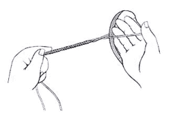 Tying Bimini Twist Knot Step by Step Pic 3 - Pass the loop over your shoe, or any convenient fixture like a rod holder in a boat or get one of your buddy to hold for you, and keep the tension on the loop so it won't come off.