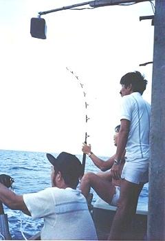 Photo Gallery of Fishing Around Singapore Angler Hotspots - Me, Ah Song & Ah Her trolling for Tinggri at Pulau Aur.