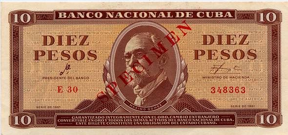 B Firmado Che, especimen, 10 P, 1961, km CS1