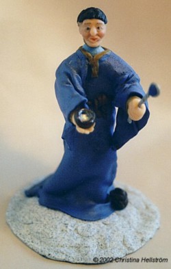 Wizard demonstrating magic wares