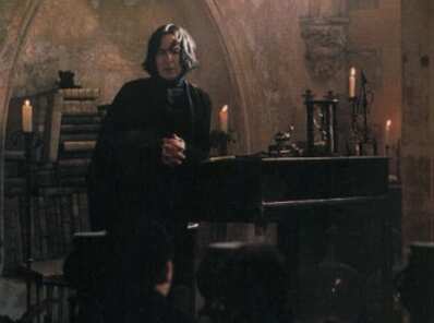 "There will be no foolish wand waving or silly incantaions in this class. As such, I don't expect many of you to appreciate the subtle science and exact art that is potion making however for those select few who posses the predispotion. I can tell you how to bewitch the mind and ensnare the senses. I can teach you how to bottle fame brew glory and even put a stopper in death. Then again, maybe some of you have come to Hogwarts with abilities so formitable that you feel confident enough to ~not~ ~pay~ ~attention~."