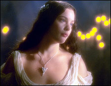 Arwen, Elrond's beautiful daughter. She happens to be in love with Aragorn. Loverly, that.