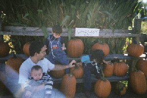 David and kids at Krochmal Farms, September 1999.