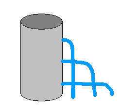 Diagram of neatly behaving water spouts from a cylinder