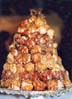 Picture of cone-shaped stack of cream puffs