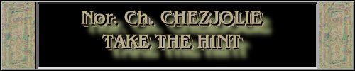CLICK HERE
FOR DETAILS OF
CH. CHEZJOLIE TAKE THE HINT
~*~TAG~*~