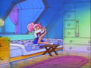 Chibi Usa taking her sock off