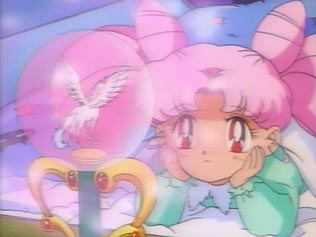 Chibi Usa talking to Pegasus